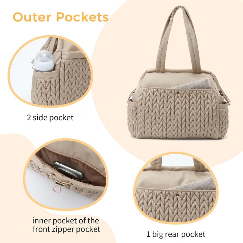 LUKJOJO Asha Diaper Bag Tote For Daily Use, Travel Shoulder Diaper Bag With Long Strap And Stroller Clips Hospital Bag For Labor Delivery,Practial Baby Bag For New Parents(Dusty Rose) - Image 4